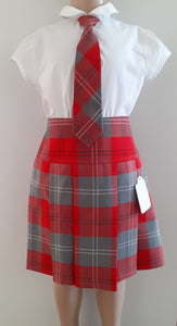 Pleated tartan school skirt with adjustable waist for comfort