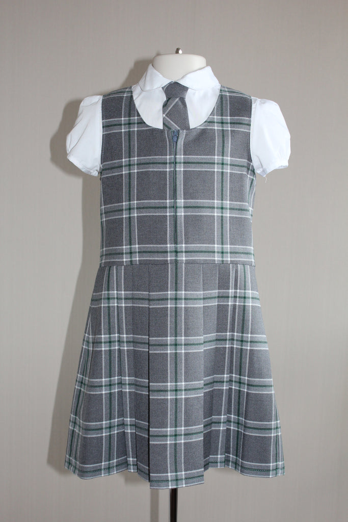 Grey Pleated Tartan School Pinafore