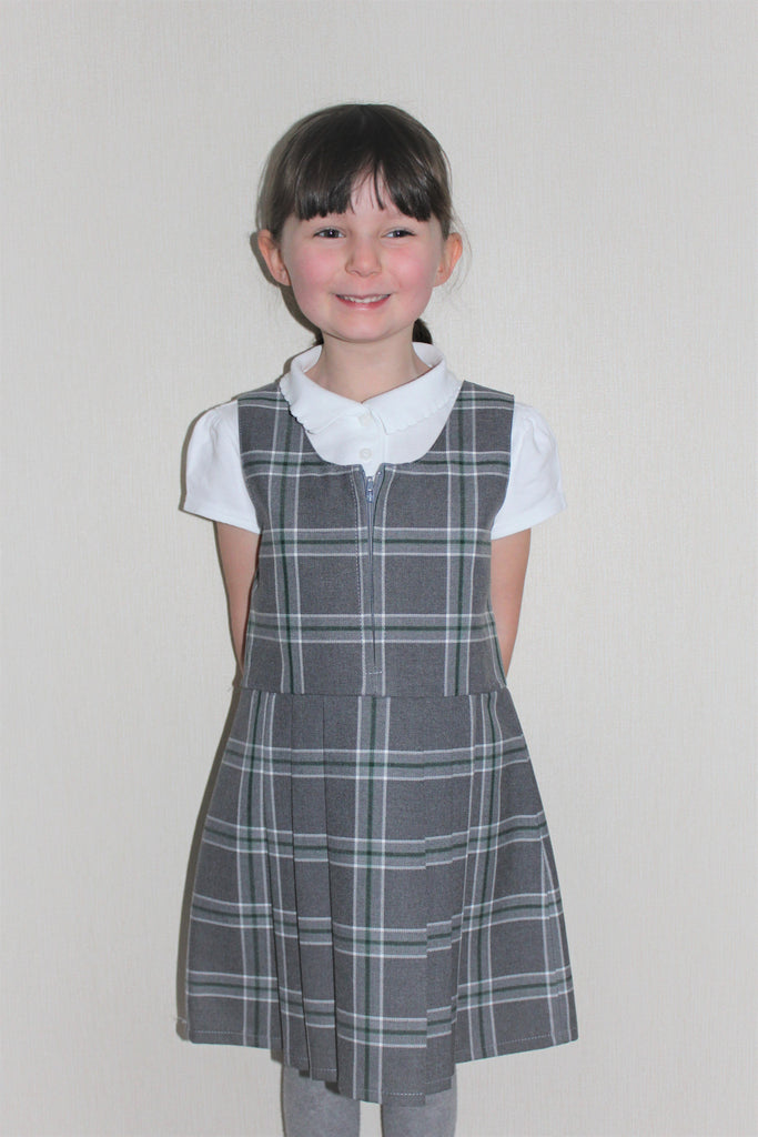 Grey pleated tartan pinafore Kinderland Largs