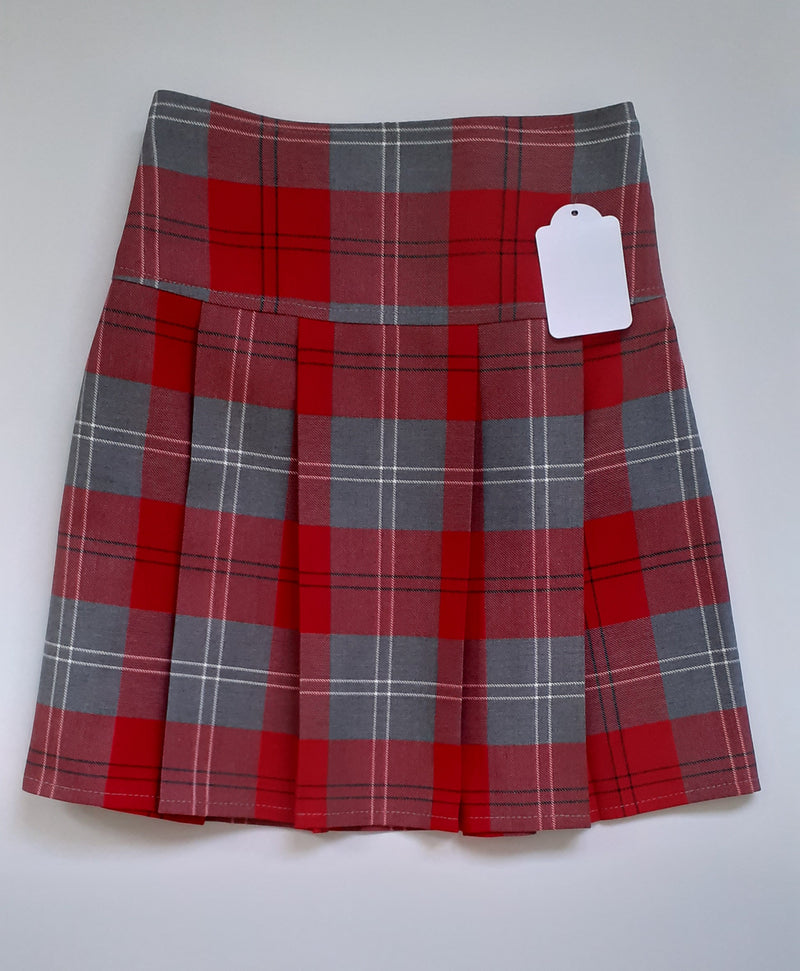 Red and grey elasticated pull up tartan skirt Kinderland Largs