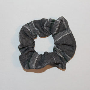 grey and green tartan hair scrunchie, perfect accessory matching the tartan school dresses, kilts, pinafores
