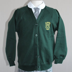 Green cardigan with school badge for St Marys Primary Largs