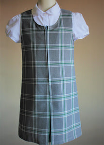 slimline style pinafore for St Mary's Primary Largs with front zip, perfect for very slim built girls