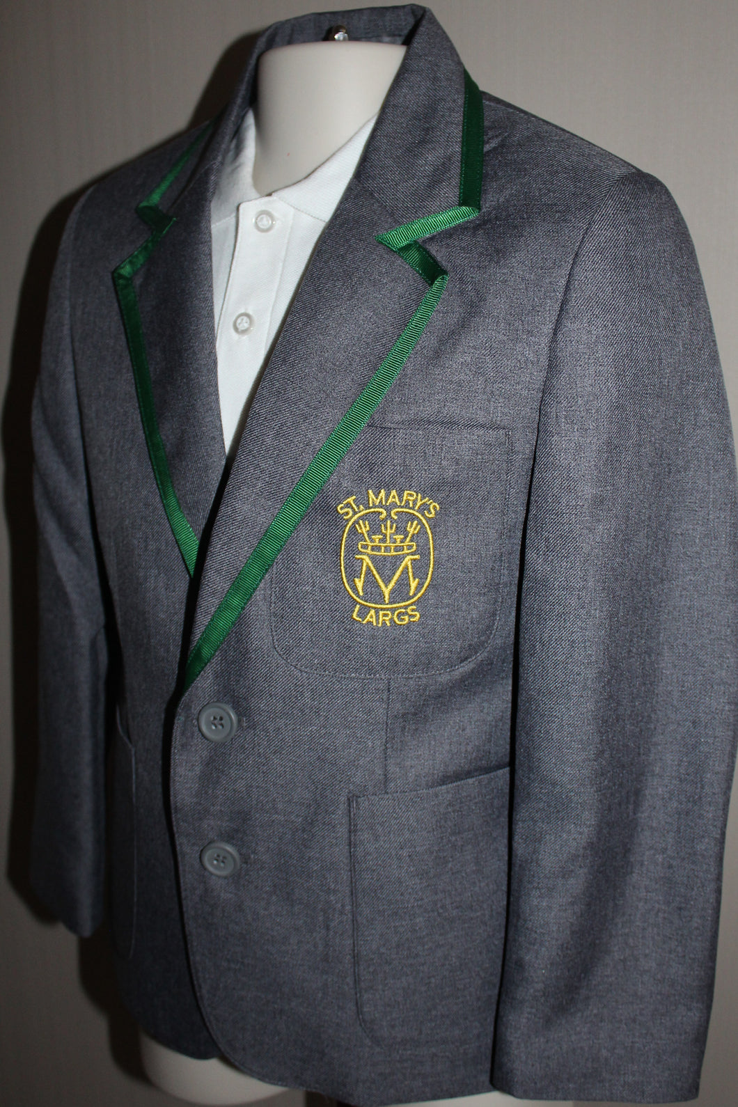 Eco Blazer made from recycled materials, super comfy to wear, embroidered with school badge for St Marys Largs