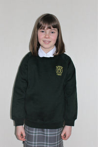 Bottle green sweatshirt for St Mary's Primary School Largs, long lasting and non-colour fading school jumper for everyday
