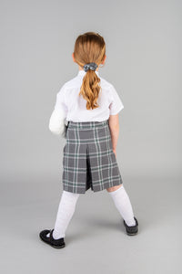 school tartan hair scrunchie, matching St Mary's Primary Largs skorts