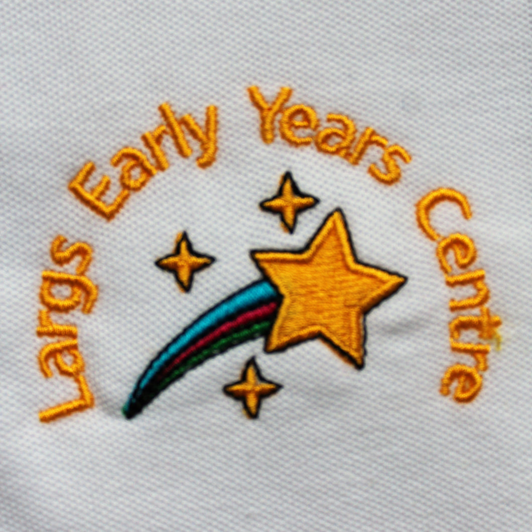 White nursery polo shirts for Largs Early Years Centre