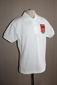 Largs Primary White Polo Shirt with Embroidered School Badge